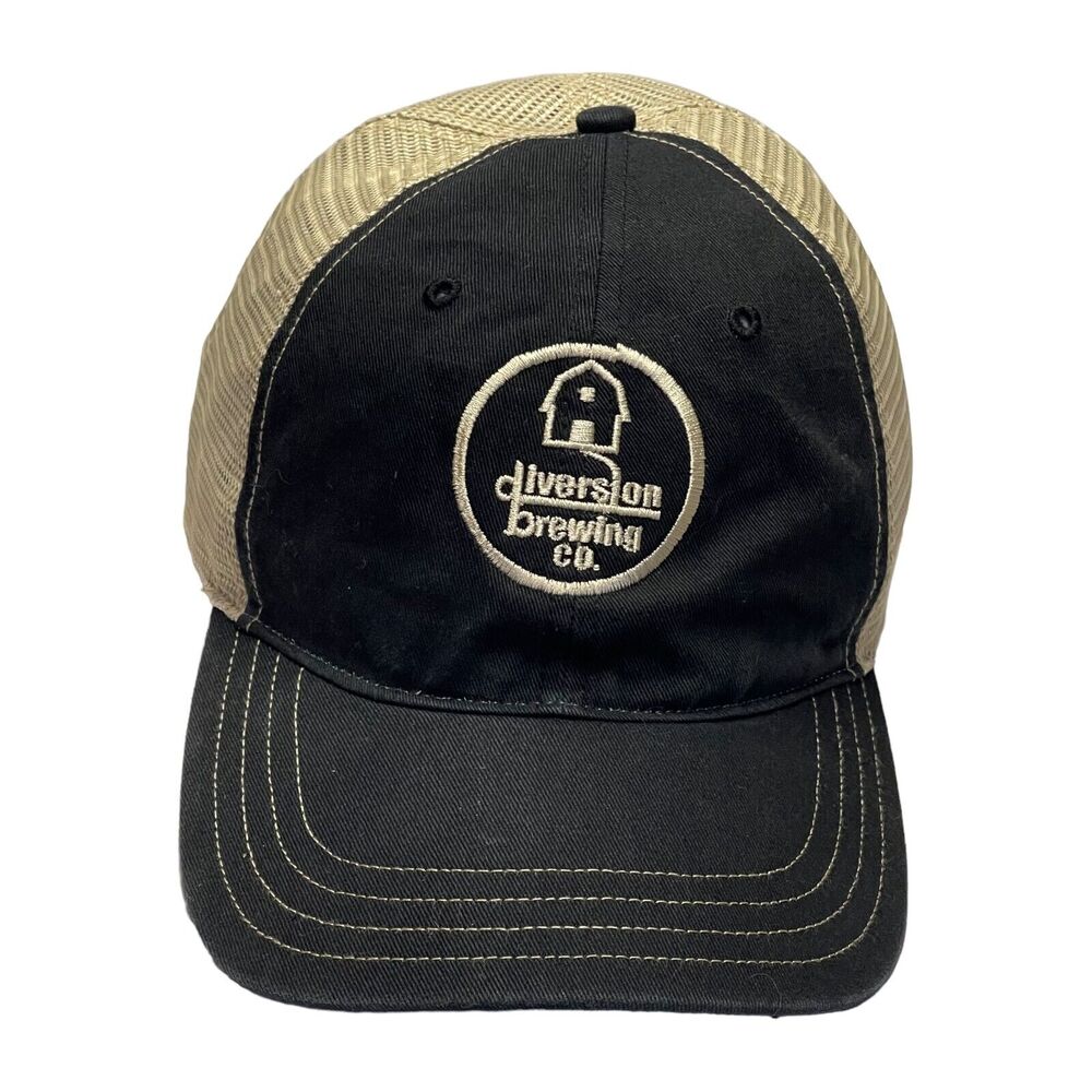 Richardson Black Beige Cotton Diversion Brewing Co. Classic Snapback Trucker Hat